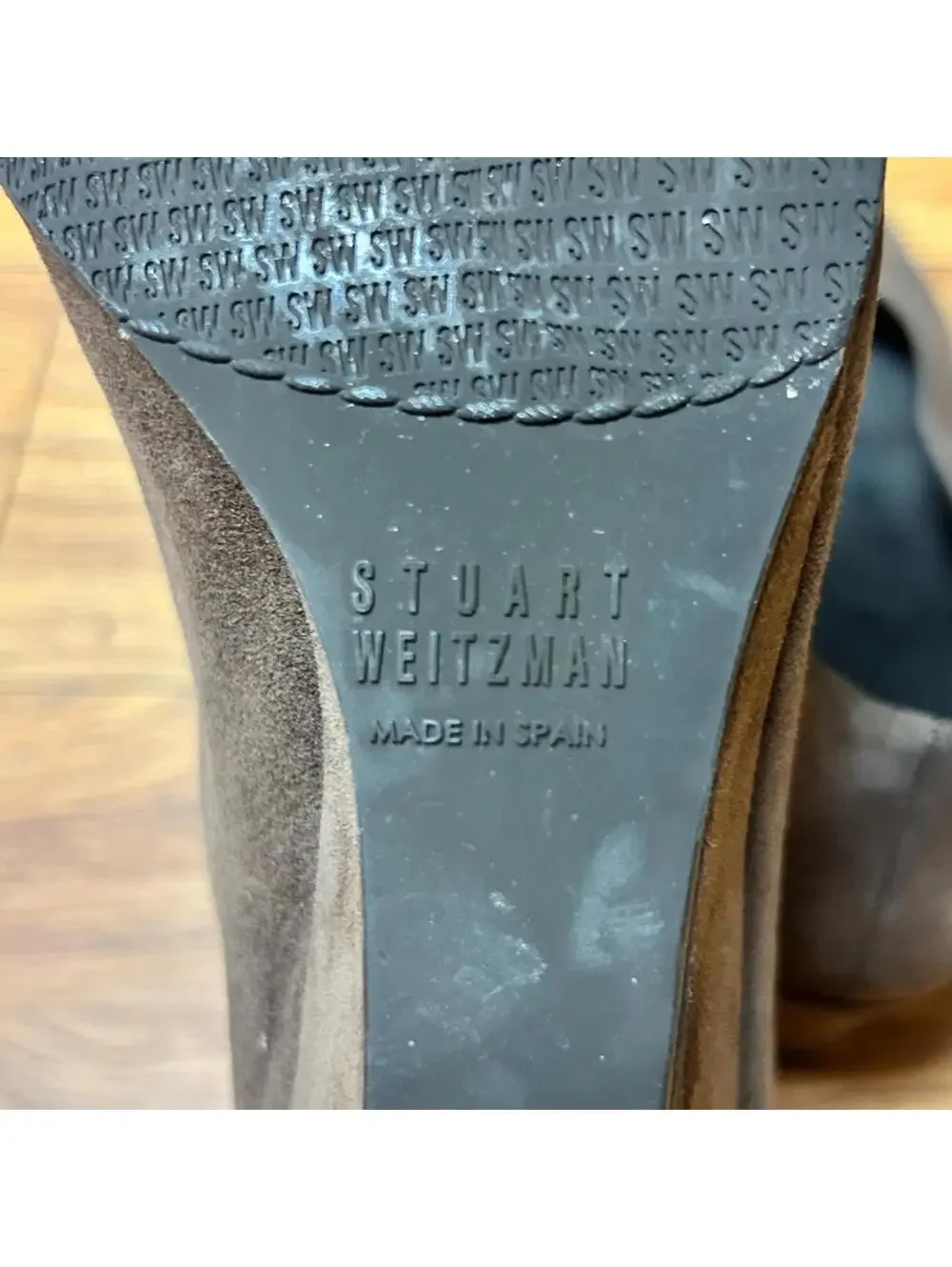 Stuart Weitzman Brown Tan Chocolate Suede Wedge Heels Shoes Size 7 - Picture 6 of 9